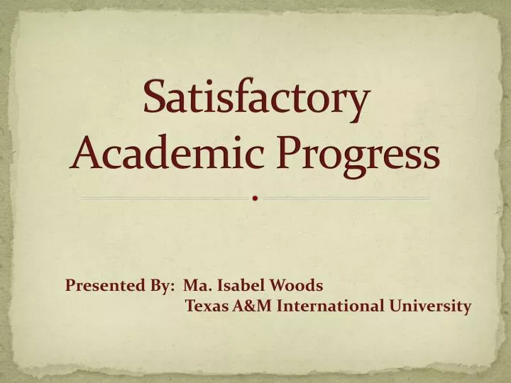 satisfactory academic progress