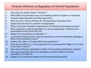 Parasite Infections as Regulators of Animal Populations