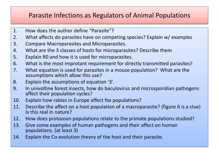 parasite infections as regulators of animal populations