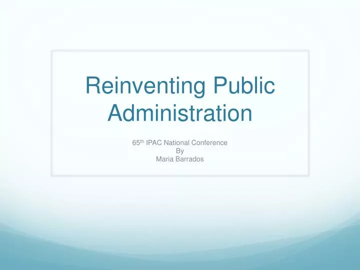 reinventing public administration