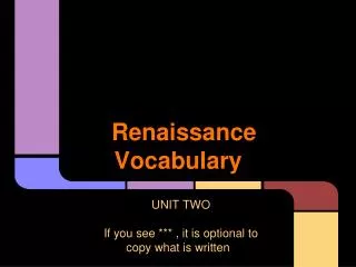 Renaissance Vocabulary