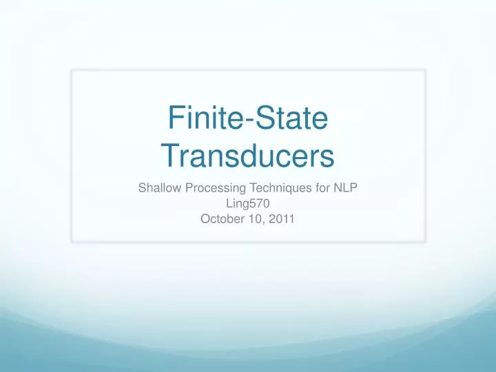 finite state transducers