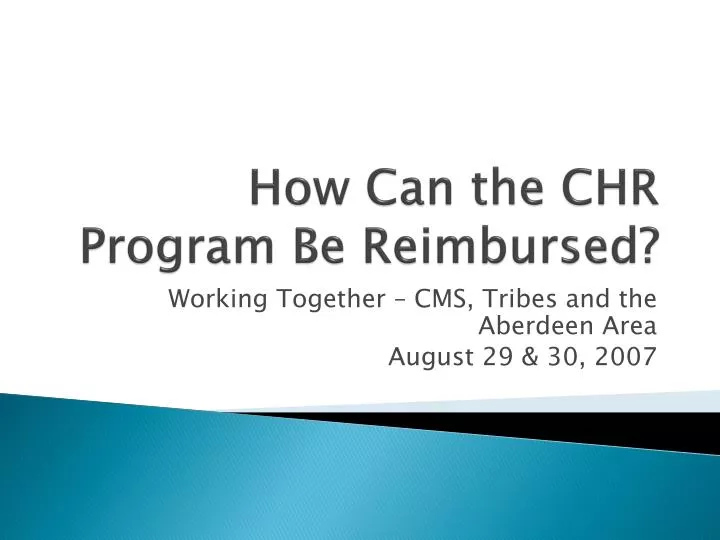 how can the chr program be reimbursed