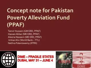 Concept note for Pakistan Poverty Alleviation Fund (PPAF)