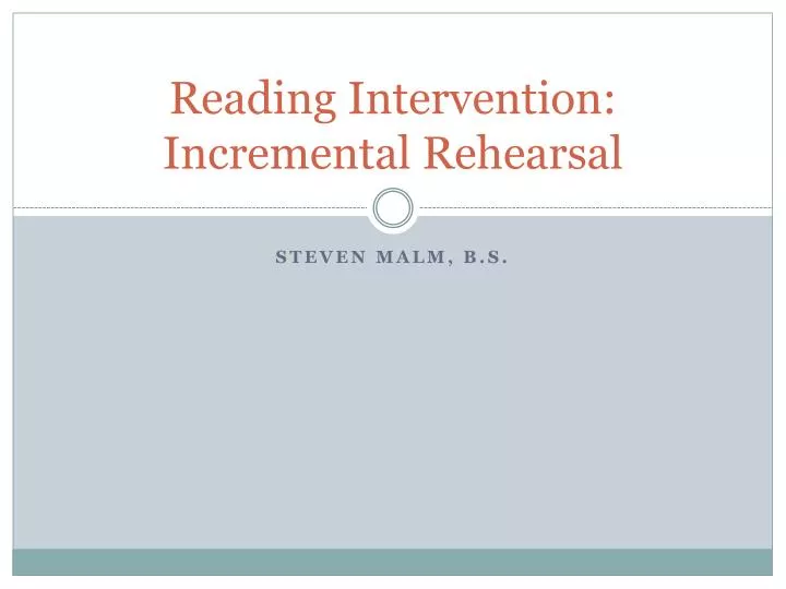 reading intervention incremental rehearsal