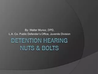 DETENTION HEARING NUTS &amp; BOLTS