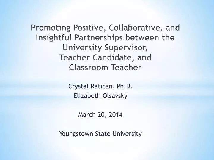 crystal ratican ph d elizabeth olsavsky march 20 2014 youngstown state university