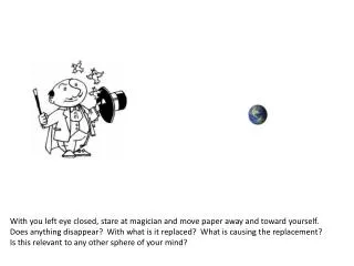 With you left eye closed, stare at magician and move paper away and toward yourself.