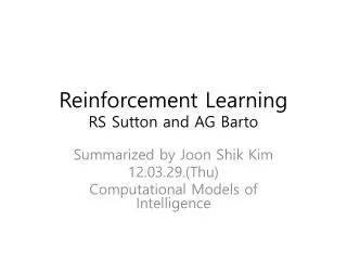 Reinforcement Learning RS Sutton and AG Barto