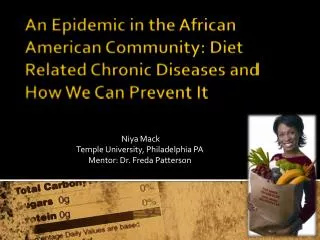 Niya Mack Temple University, Philadelphia PA Mentor: Dr. Freda Patterson