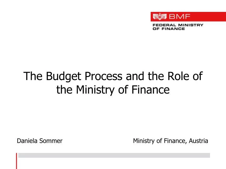 the budget process and the role of the ministry of finance