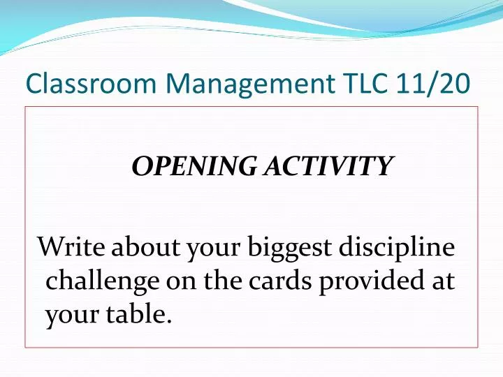 classroom management tlc 11 20