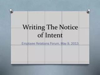 Writing The Notice of Intent