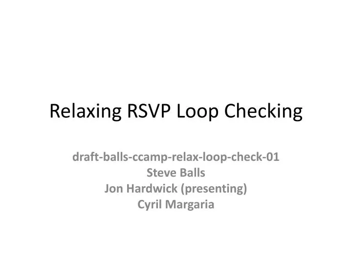 relaxing rsvp loop checking