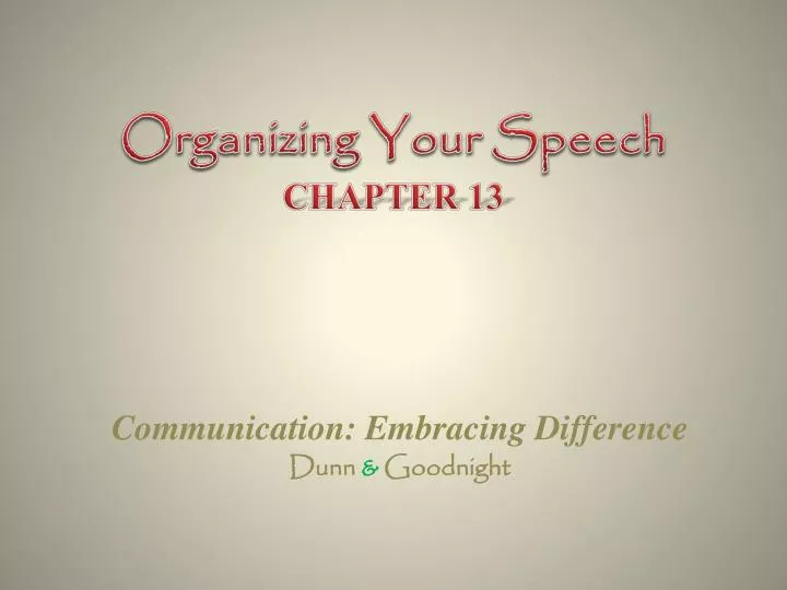 organizing your speech
