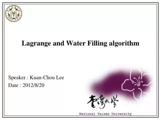 Lagrange and Water Filling algorithm