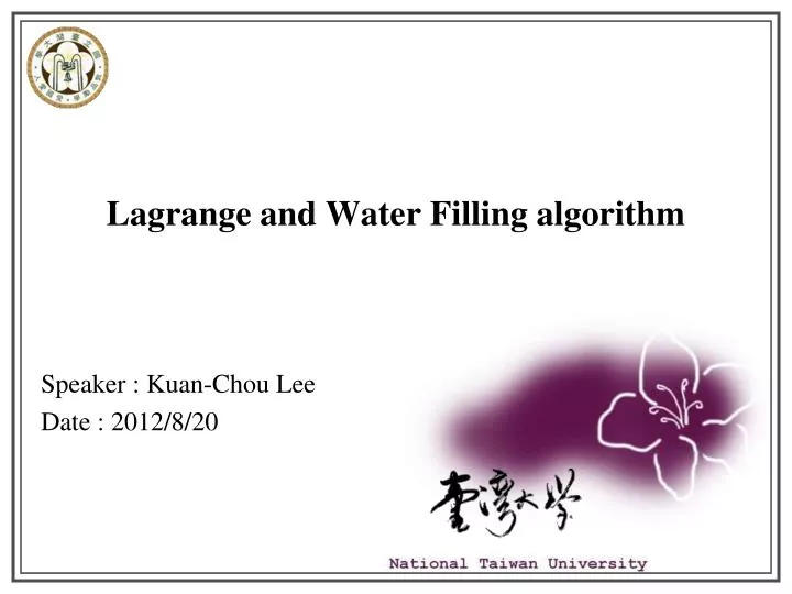lagrange and water filling algorithm