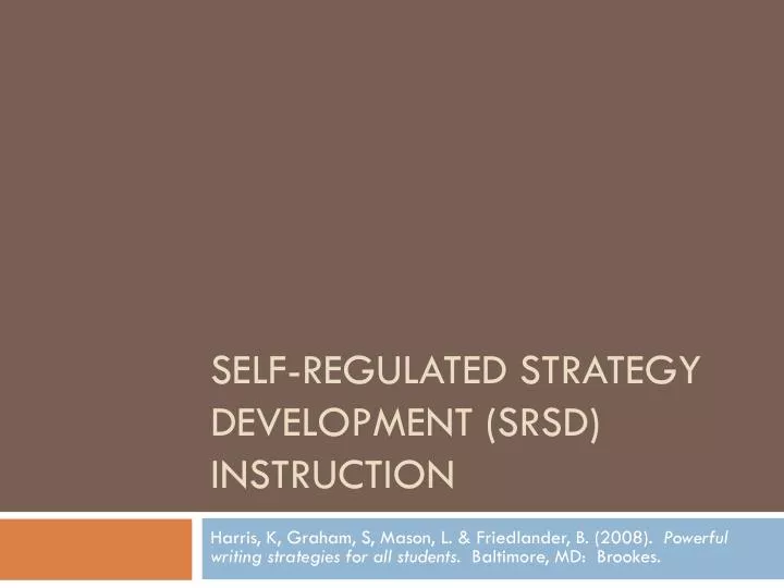 self regulated strategy development srsd instruction