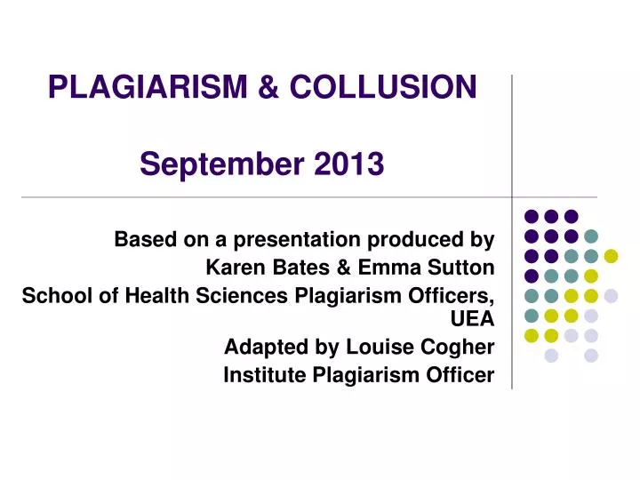 plagiarism collusion september 2013