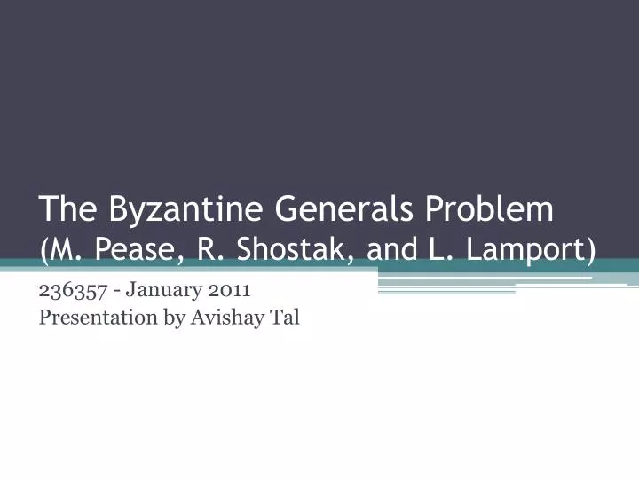 the byzantine generals problem m pease r shostak and l lamport