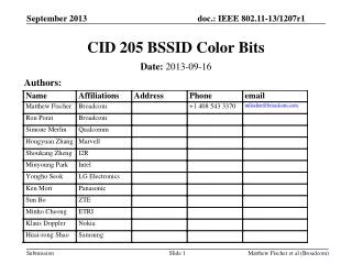 CID 205 BSSID Color Bits