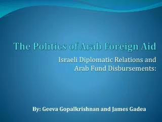 The Politics of Arab Foreign Aid