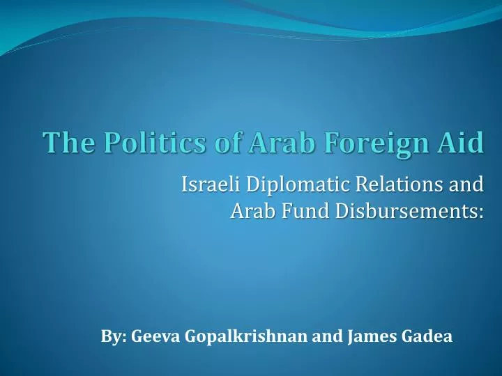 the politics of arab foreign aid