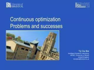 Continuous optimization Problems and successes
