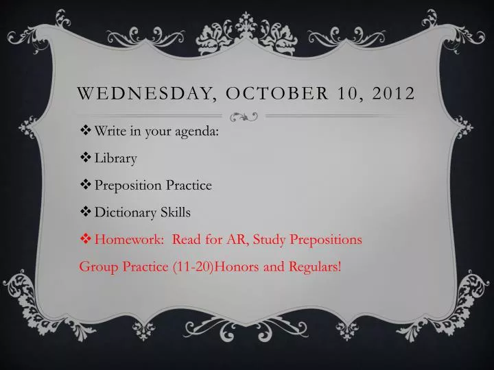 wednesday october 10 2012