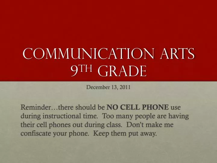 communication arts 9 th grade