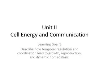 Unit II Cell Energy and Communication