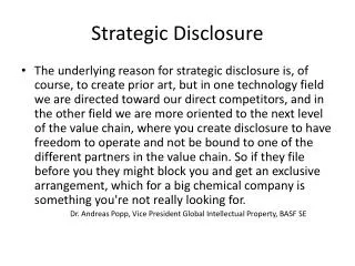 Strategic Disclosure