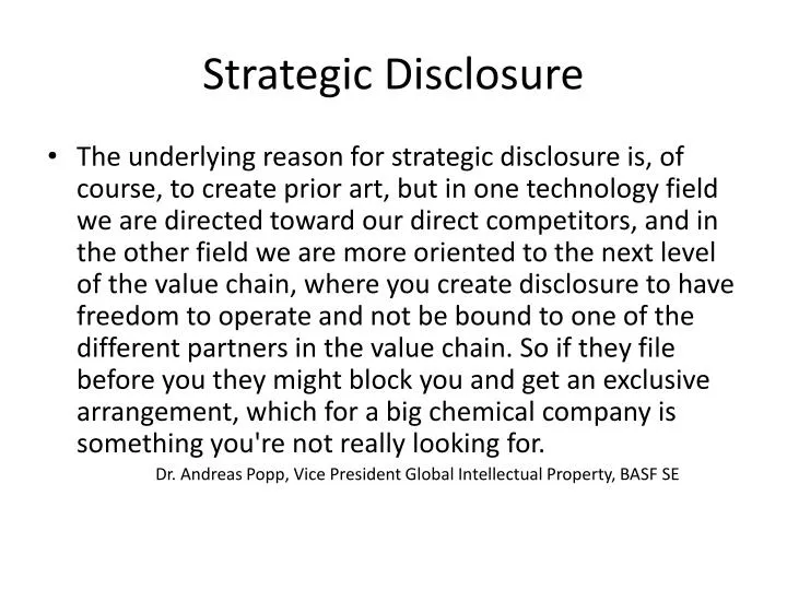 strategic disclosure
