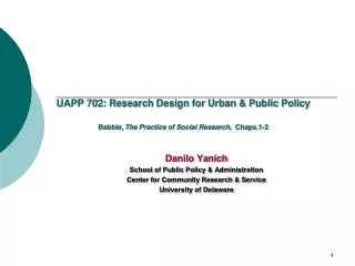 Danilo Yanich School of Public Policy &amp; Administration Center for Community Research &amp; Service
