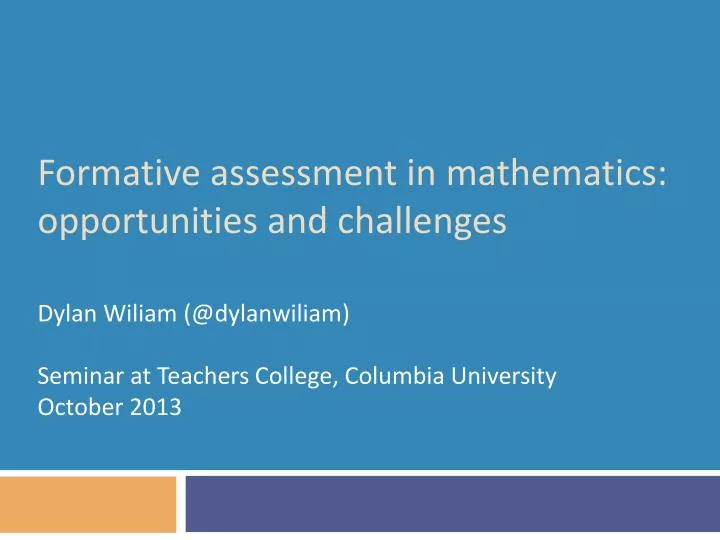 formative assessment in mathematics opportunities and challenges