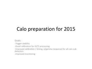 Calo preparation for 2015