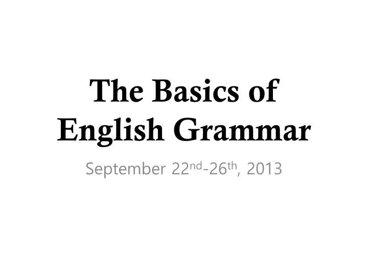 the basics of english grammar