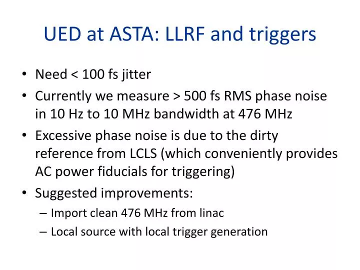 ued at asta llrf and triggers