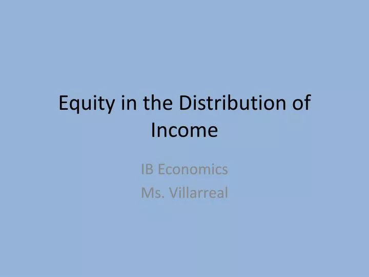 equity in the distribution of income