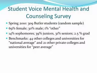 Student Voice Mental Health and Counseling Survey