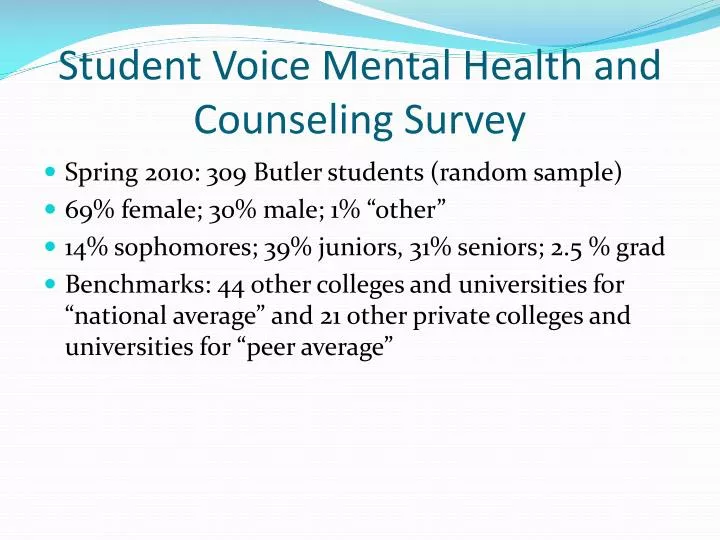 student voice mental health and counseling survey