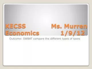 KECSS 			Ms. Murren Economics			1/9/12