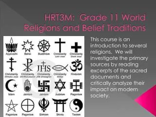 HRT3M: Grade 11 World Religions and Belief Traditions