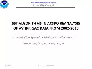 SST ALGORITHMS IN ACSPO REANALYSIS OF AVHRR GAC DATA FROM 2002-2013
