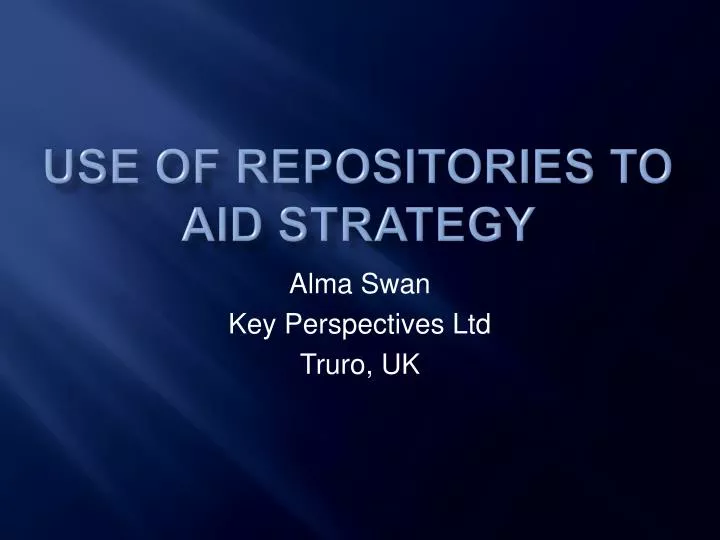 use of repositories to aid strategy