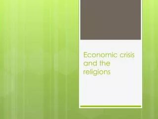 Economic crisis and the religions