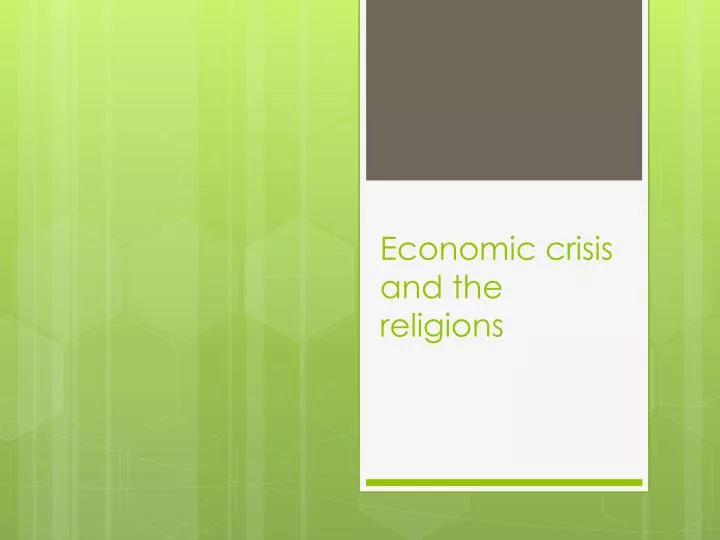 economic crisis and the religions