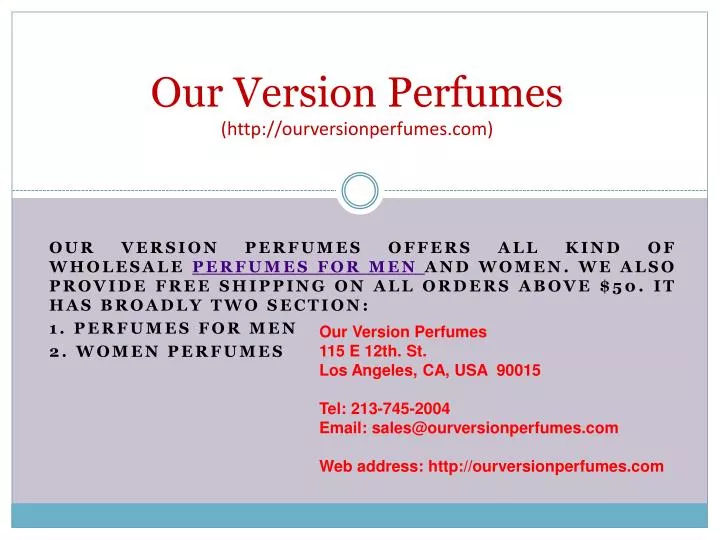 our v ersion perfumes http ourversionperfumes com