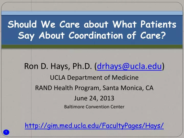 should we care about what patients say about coordination of care