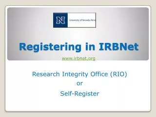 Registering in IRBNet irbnet